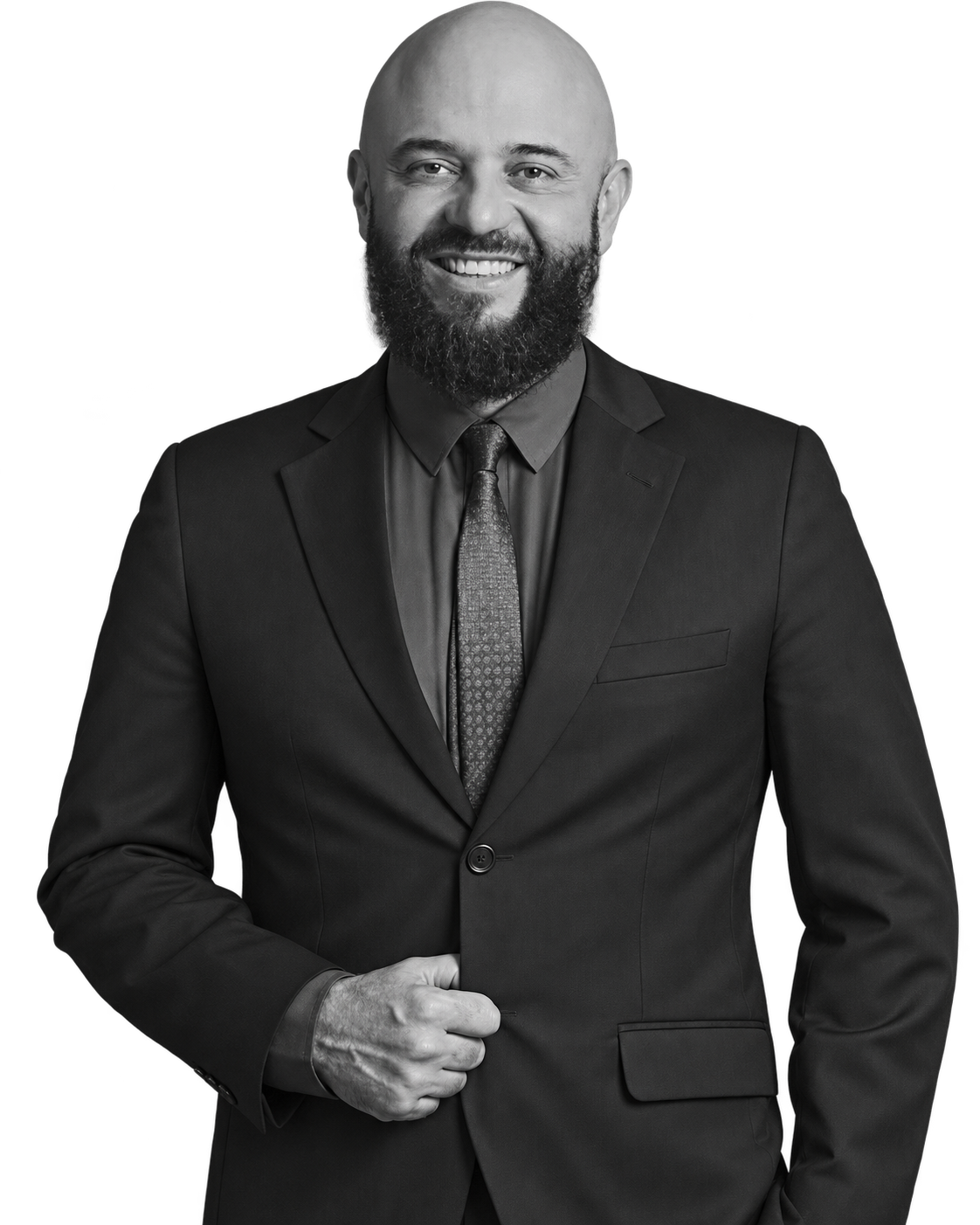 Retrato em preto e branco do diretor e produtor Cristiano Sousa